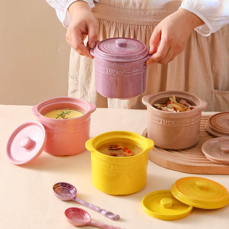Home Cooking Help - Miska ceramiczna z podwójną pokrywką, miska